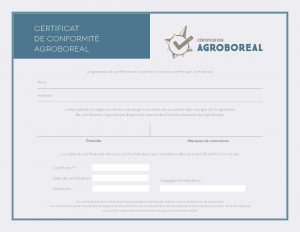 Certificat de conformité AgroBoreal